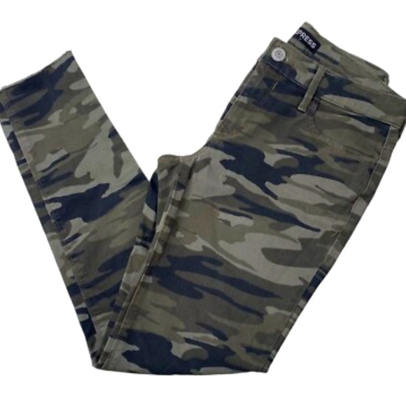 Stellah Camo Jean Green and Black size 6 ankle trouser express jeans pants - Picture 1 of 7